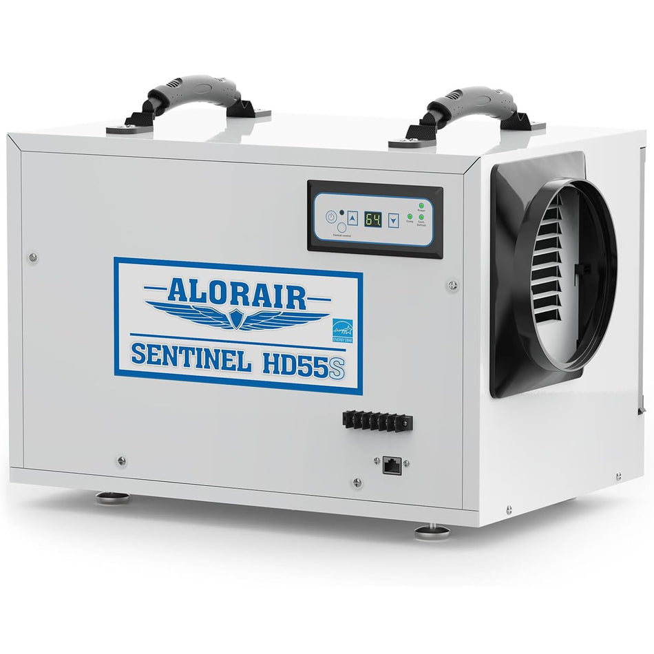 AlorAir 120 PPD Crawl Space Dehumidifiers with Drain Hose | Sentinel HD55S (White) | Size for 1300 sq.ft