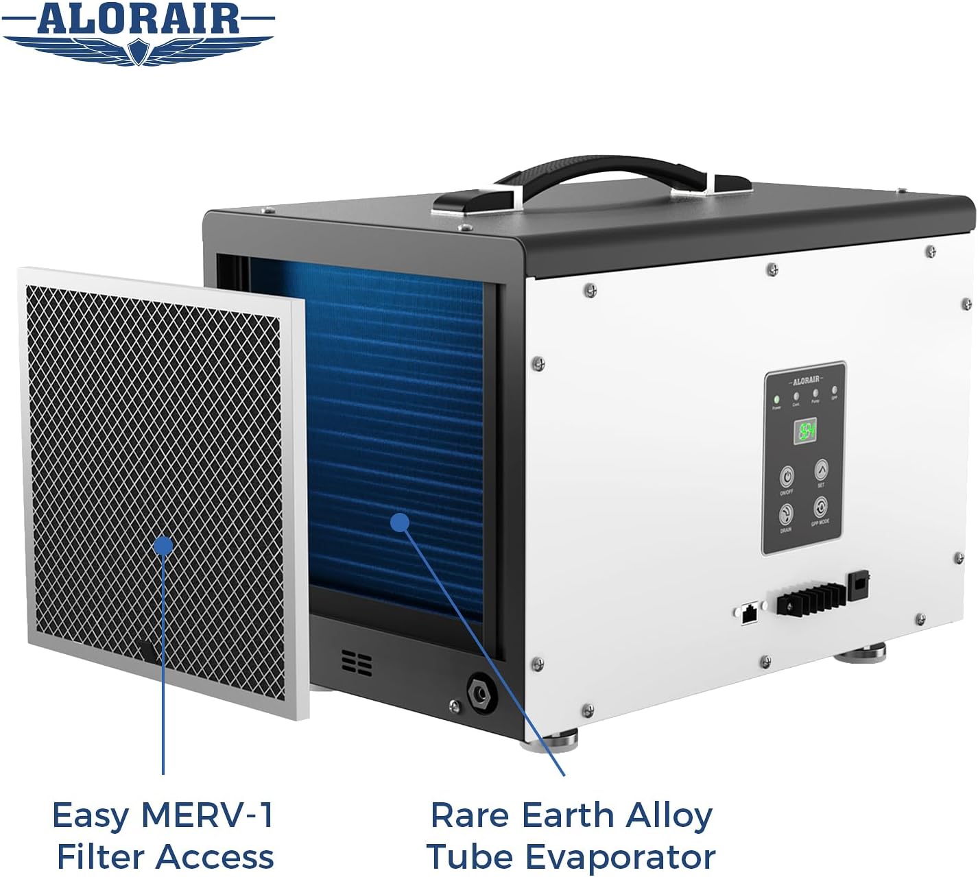 AlorAir 120 PPD Crawl Space Dehumidifier with Pump and Drain Hose | Sentinel HD55P | Size for 1300 sq.ft