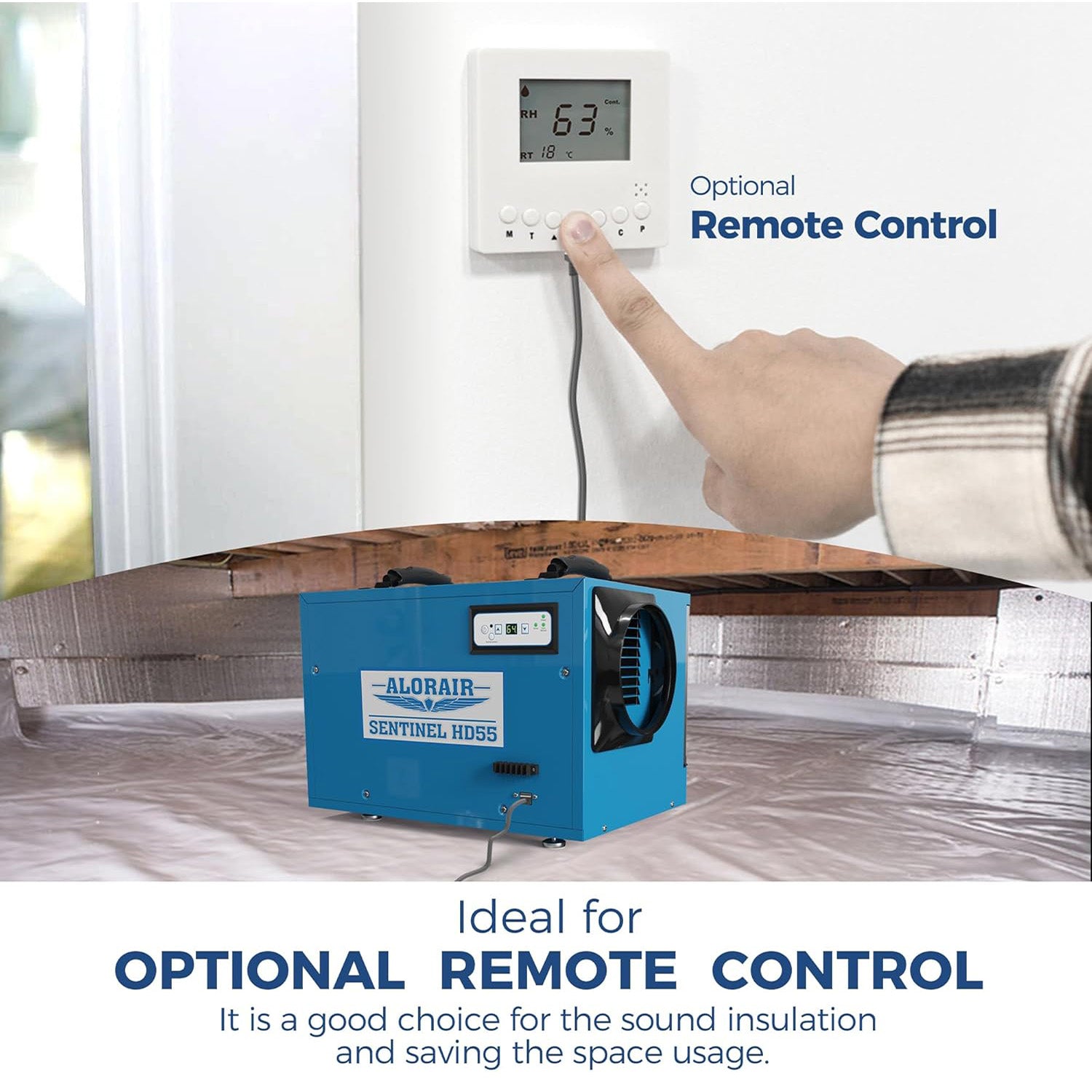 AlorAir 113 PPD Crawl Space Dehumidifiers with Drain Hose | Sentinel HD55 (Blue) | Size for 1200 sq.ft