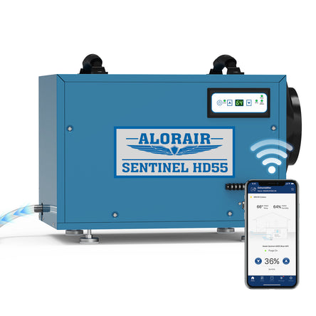 AlorAir Wi-Fi 113 PPD Crawlspace Dehumidifier | Sentinel HD55 Blue WiFi | Size for 1200 sq.ft