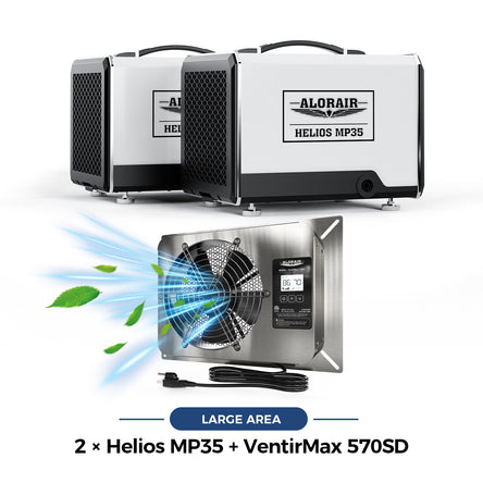 Helios MP35 Crawl Space Dehumidifier and VentirMax 570SD Ventilator Fan Combo | Basement Moisture Control System