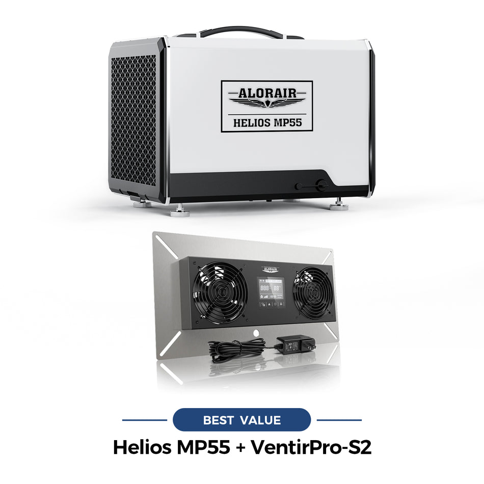 Helios MP55 Crawl Space Dehumidifier and VentirPro-S2 Ventilation Fan Comb | Crawl Space Moisture Solution