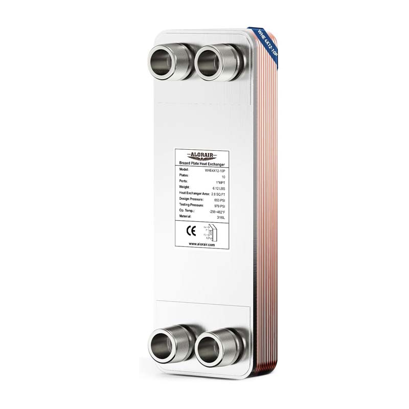 ALORAIR 4"x12" Heat Exchanger with 1" MPT Port,316L Stainless Steel Water to Water Brazed Plate Heat Exchanger for Floor Heating