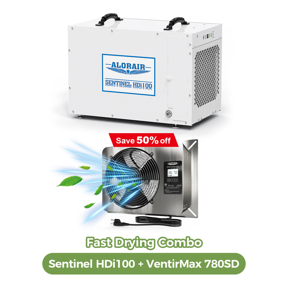 Sentinel HDi100 Crawl Space Dehumidifier and VentirMax 780SD Ventilation Fan Combo |  Crawl Space Moisture Solution