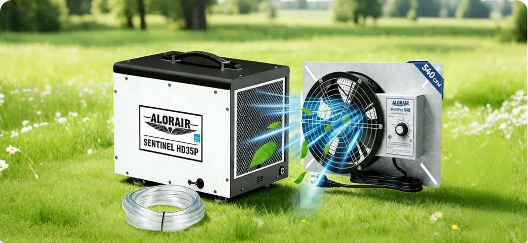 Alorair Combo Package for Crawl Spaces,Basements | Sentinel HD35P and  Ventirpro 540