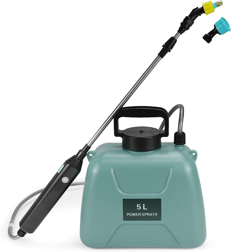 Electric Sprayer with USB Rechargeable Handle, Potable Garden Sprayer with Telescopic Wand 2 Mist Nozzles and Adjustable Shoulder Strap (Blue)