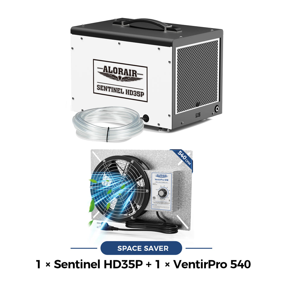 Alorair Combo Package for Crawl Spaces,Basements | Sentinel HD35P and  Ventirpro 540