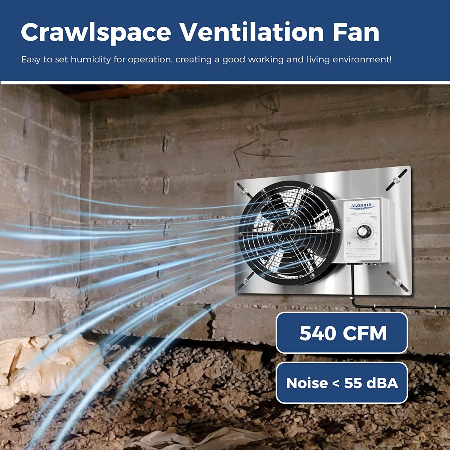 540 CFM crawl space vent fan