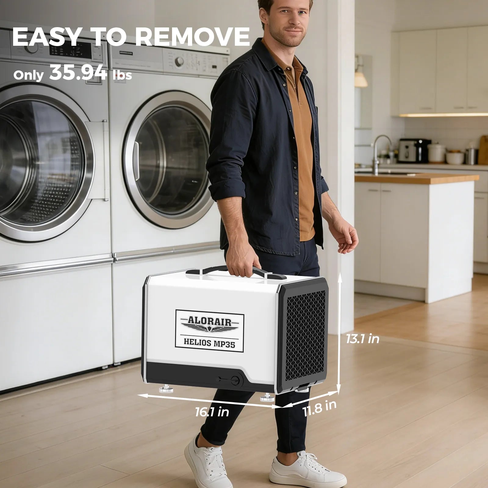 AlorAir 70 PPD Crawl Space Dehumidifier with Pump and Drain Hose | Helios MP35 | Size for 1000 sq.ft