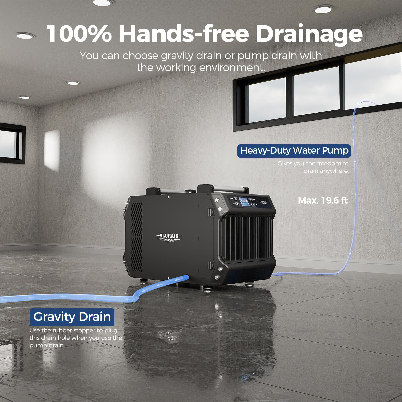 AlorAir 180 Pint Crawlspace Dehumidifiers with Pump and Drain Hose | Galaxy 85P | Size for 2,300 Sq.Ft