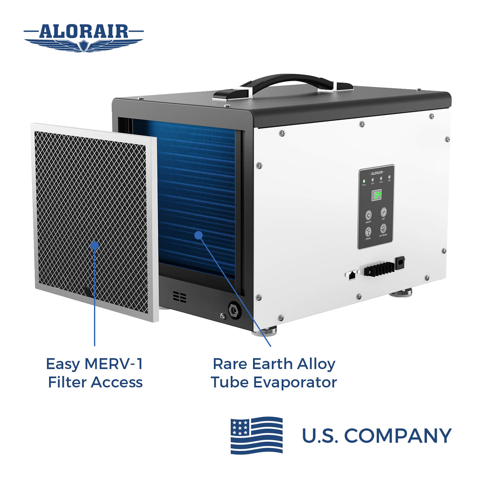 AlorAir 120 PPD Crawl Space Dehumidifier with Pump and Drain Hose | Sentinel HD55P | Size for 1500 sq.ft