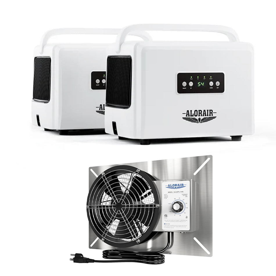 Helios D35 Energy Star Crawl Space Dehumidifier and Ventirpro 540S Ventilation Fan Combo | Basement Moisture Control System