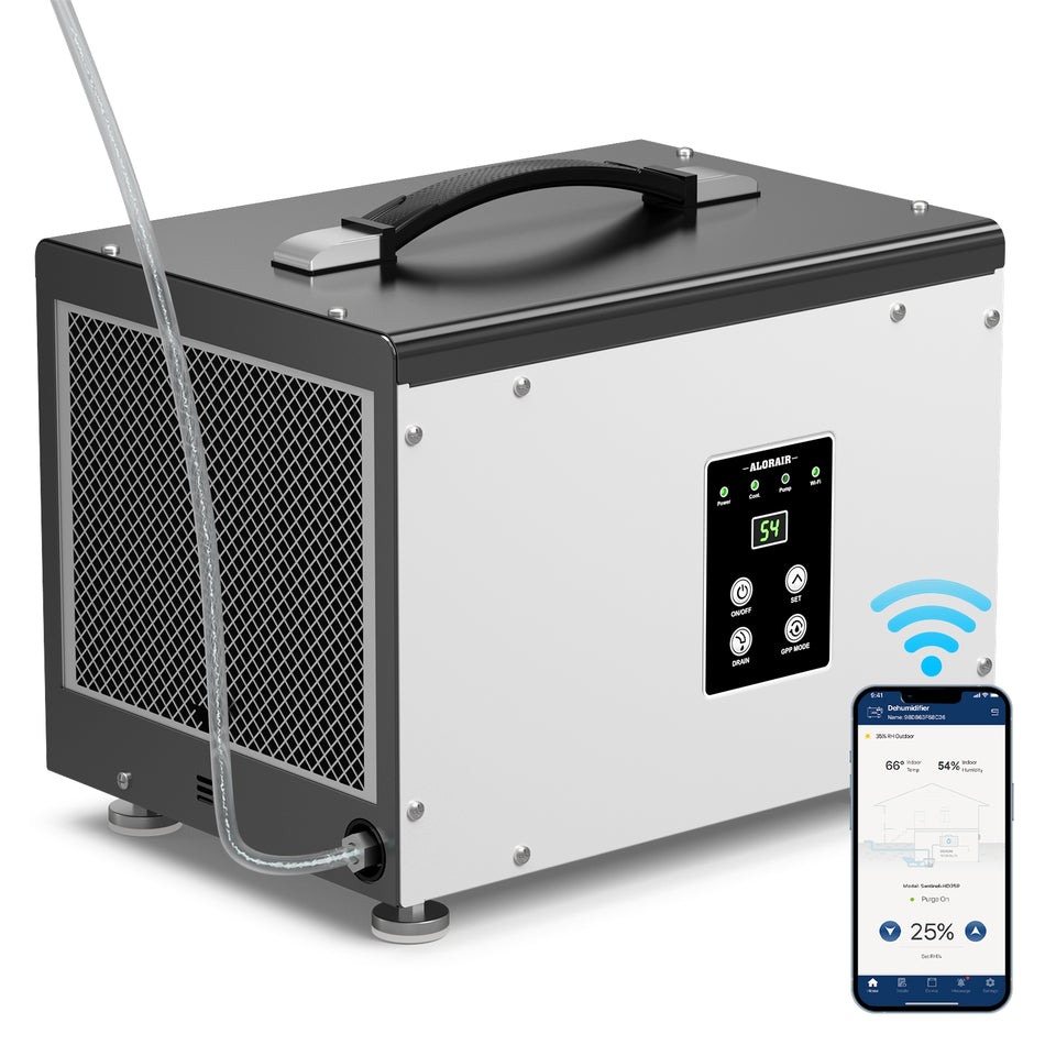 AlorAir WiFi 70 PPD Crawl Space and Basement Dehumidifier | Sentinel HD35P WIFI | Up to 1000 Sq Ft