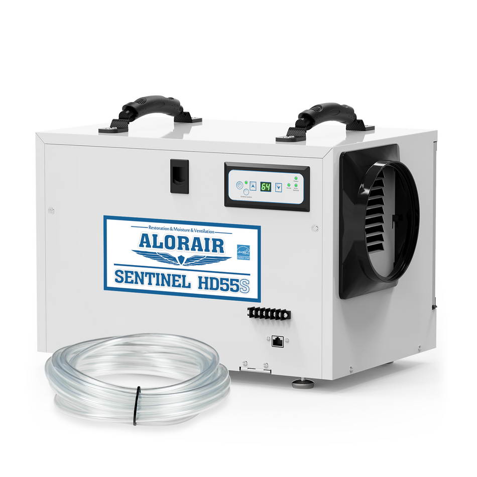 AlorAir 120 PPD Crawl Space Dehumidifiers with Drain Hose | Sentinel HD55S (White) | Size for 1300 sq.ft