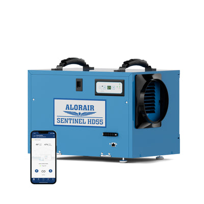 AlorAir Wi-Fi 113 PPD Crawlspace Dehumidifier | Sentinel HD55 Blue WiFi | Size for 1200 sq.ft