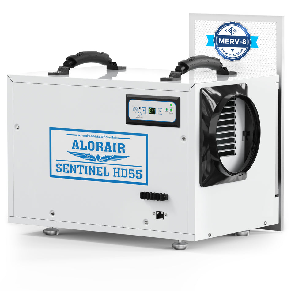 AlorAir 120PPD Crawl Space Dehumidifiers with Drain Hose Non Energy Star Certificed | Sentinel HD55 (White) | Size for 1300 sq.ft