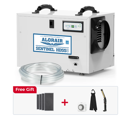 AlorAir 120 PPD Crawl Space Dehumidifiers with Drain Hose | Sentinel HD55S (White) | Size for 1300 sq.ft