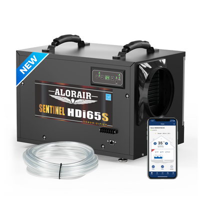 AlorAir® App Controlled 120 PPD Crawl Space Dehumidifiers with Pump |  Sentinel HDi65S Black WIFI | Size for 1300 sq.ft （wifi app not available now）