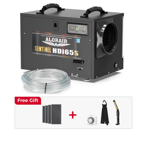 AlorAir 120 PPD Crawl Space Dehumidifiers with Pump and Drain Hose | Sentinel HDi65S (Black) | Size for 1300 sq.ft