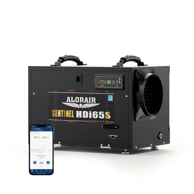 AlorAir® App Controlled 120 PPD Crawl Space Dehumidifiers | Sentinel HDi65S Black WiFi | Size for 1300 sq.ft