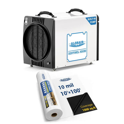 Sentinel HDi90 (Duct-able) Crawl Space Dehumidifier and 10mil Vapor Barrier Comb | Crawl Space Encapsulation Kit