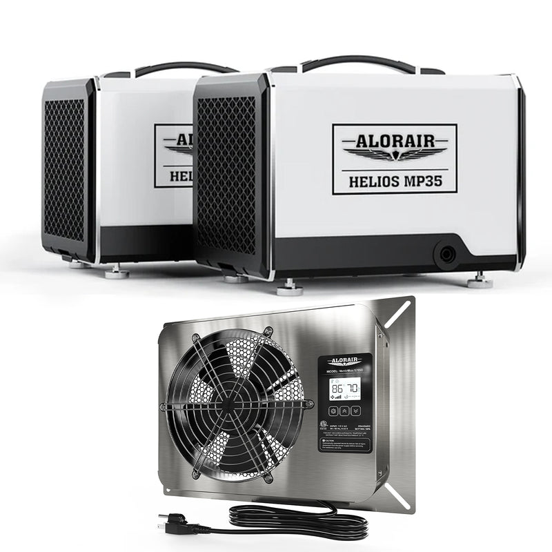AlorairCrawlspace Helios MP35 Crawl Space Dehumidifier and VentirMax 570SD Ventilator Fan Combo | Basement Moisture Control System