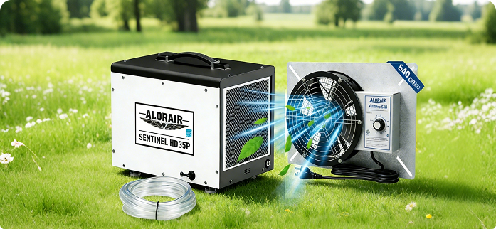 AlorAir 120 PPD Crawl Space Dehumidifier with Pump and Drain Hose | Sentinel HD55P | Size for 1500 sq.ft