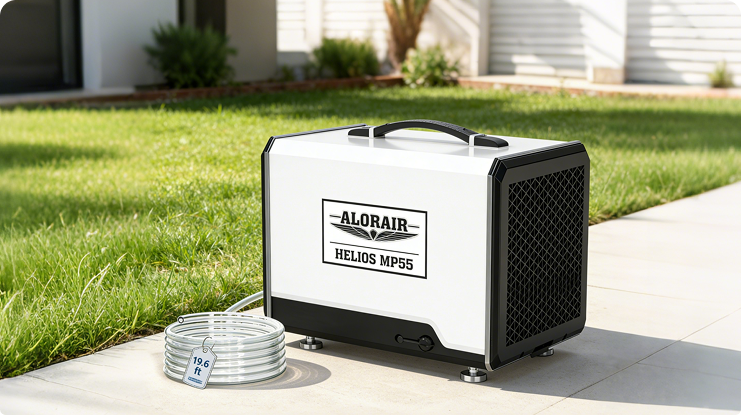 AlorAir 120 PPD Crawl Space Dehumidifier with Pump and Drain Hose | Helios MP55 | Size for 1500 sq.ft