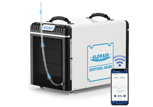AlorAir WiFi 198 PPD Crawl Space Dehumidifier with Condensate Pump | Sentinel HDi90 Wifi | Size for 2600 sq.ft