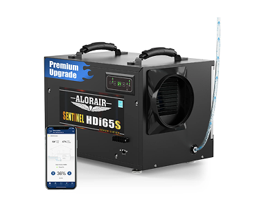 AlorAir® App Controlled 120 PPD Crawl Space Dehumidifiers | Sentinel HDi65S Black WiFi | Size for 1300 sq.ft
