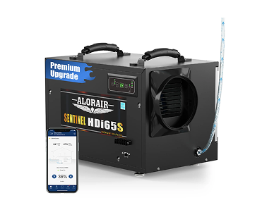 AlorAir® App Controlled 120 PPD Crawl Space Dehumidifiers | Sentinel HDi65S Black WIFI | Size for 1300 sq.ft